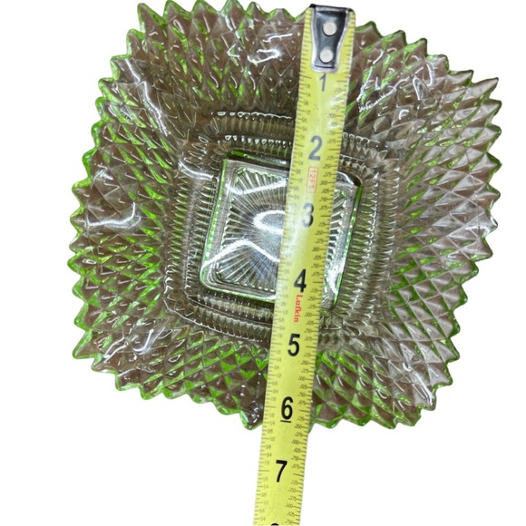 Vintage Glass Green Candy Vaseline Glass  Dish - Picture 5 of 6